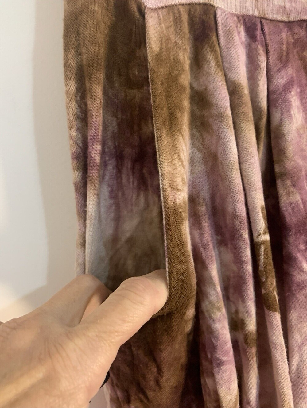 Kooniez Boho Tie Dye Harem Pants Lg- Brown Pink Drop Crotch Genie Pants USA - Picture 2 of 7
